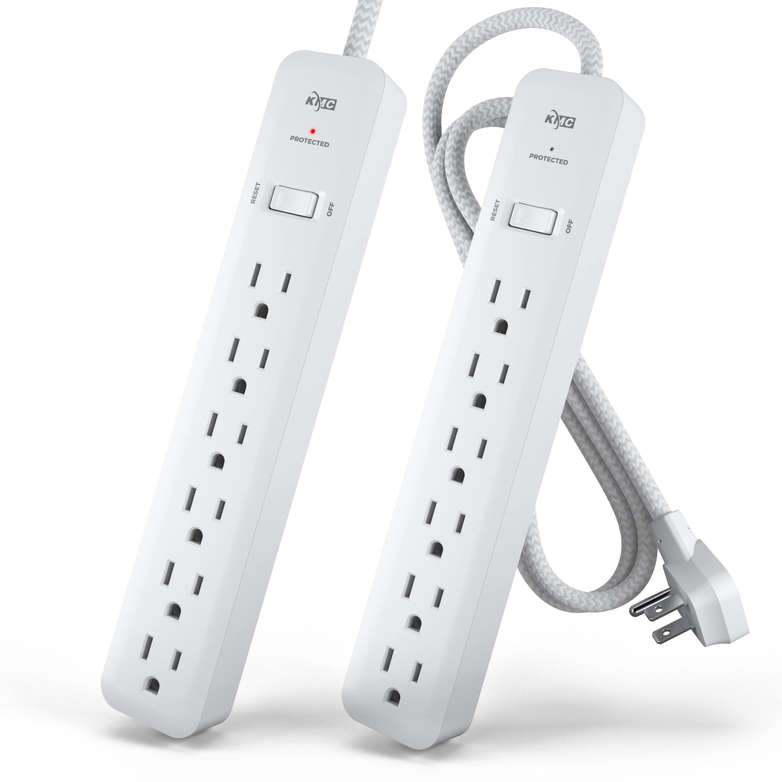 KMC Dual 6-Outlet 1080J Surge Protector with Braided Cord