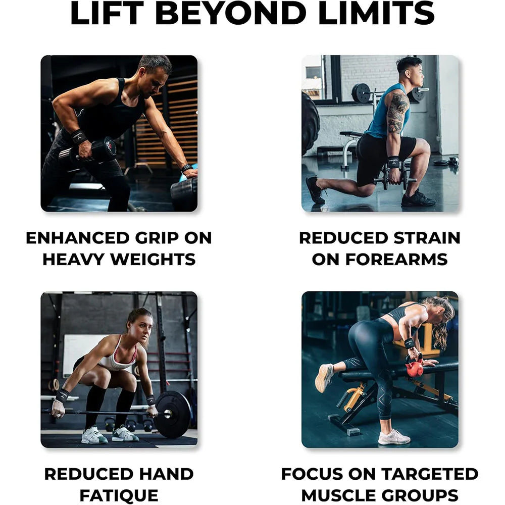 Widen Weight Lifting Hook Grips with Wrist Wraps Hand-Bar Wrist Strap Gym Fitness Hook Weight Strap Pull-Ups Power Lifting Glove