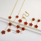 3Pcs 18K Gold-Plated Five-Leaf Flower Necklace Earrings Bracelet Jewelry Set for Woman Fashion Party Jewelry Daily Wear Clover