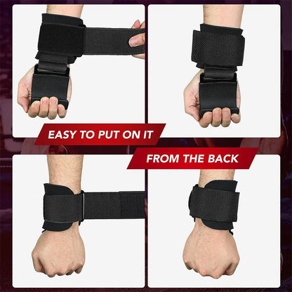 Widen Weight Lifting Hook Grips with Wrist Wraps Hand-Bar Wrist Strap Gym Fitness Hook Weight Strap Pull-Ups Power Lifting Glove