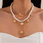 Alloy Beads Multi-Layer Necklace Beach Style Holiday Travel Starfish Pendant Necklace Jewelry Gift Shell Necklace for Women