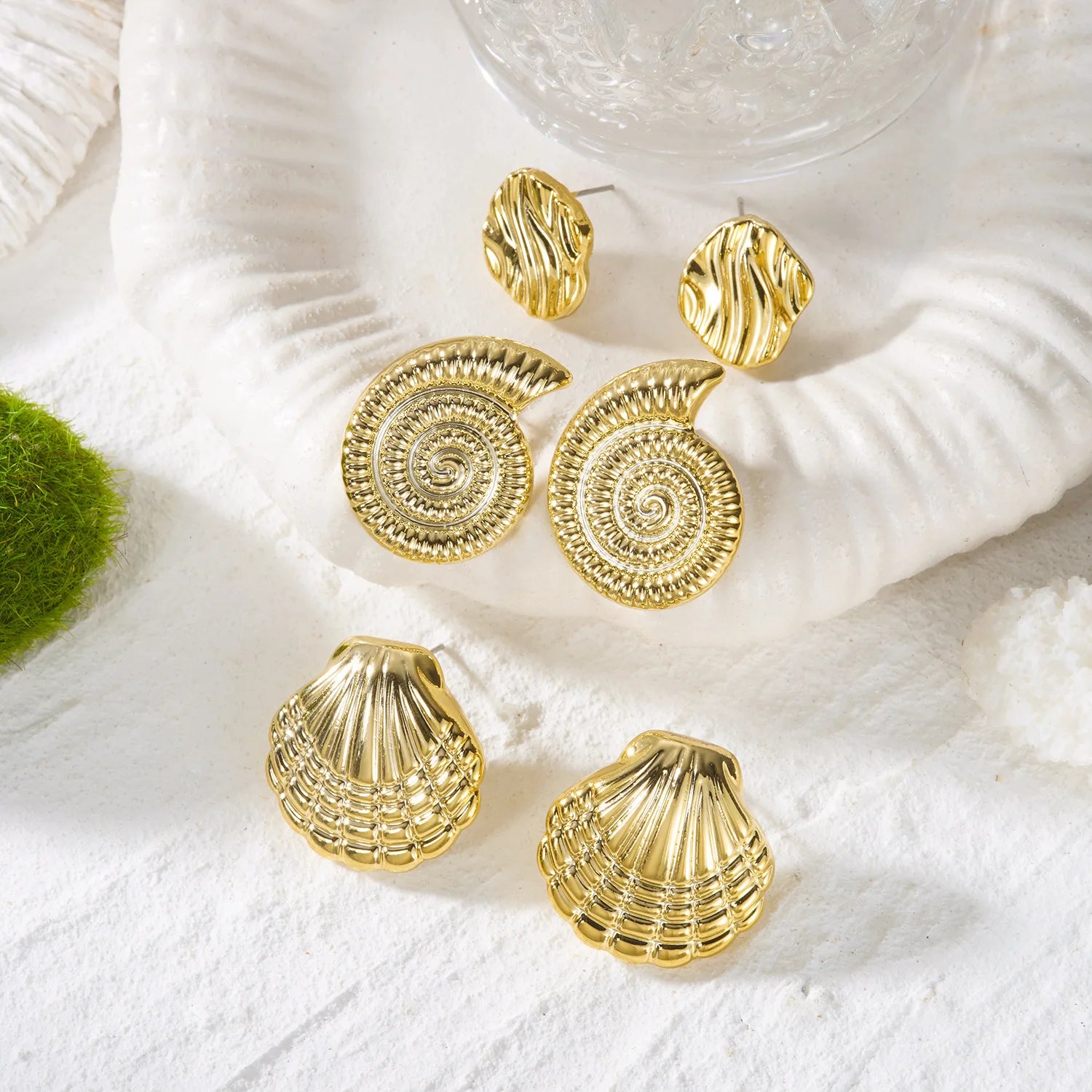 3 Pairs Bohemia Shell Starfish Dangle Earring Set for Women Summer Beach Conch Drop Geometric Earring Girls Fashion Jewelry