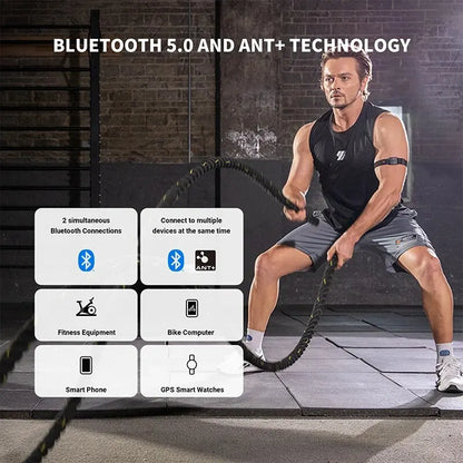 HW9 HRM Sensor Armband Heart Rate Monitor with HR Zones/Calories for Fitness Running BLE5.0 ANT+ for Peloton,Zwift,Wahoo