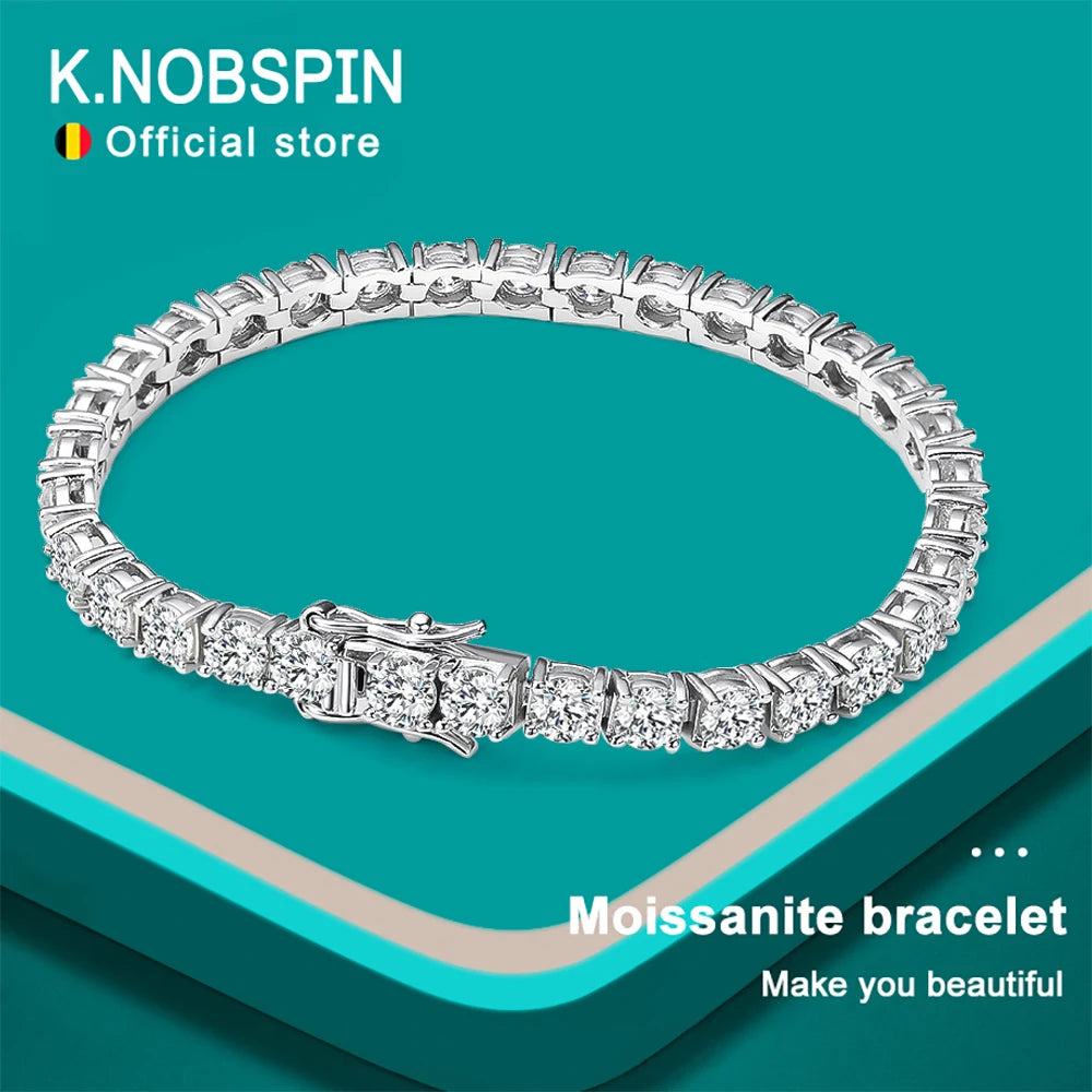 D VVS1 Moissanite Tennis Bracelet Original S925 Sterling Silver Plated 18K White Gold with GRA Bracelets for Women Man
