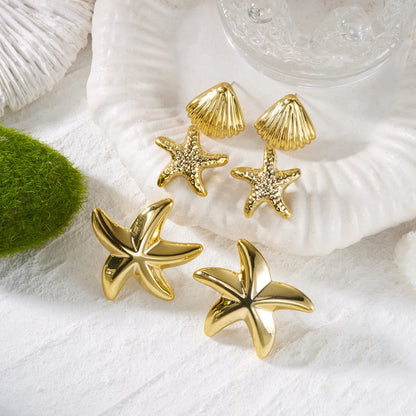 3 Pairs Bohemia Shell Starfish Dangle Earring Set for Women Summer Beach Conch Drop Geometric Earring Girls Fashion Jewelry