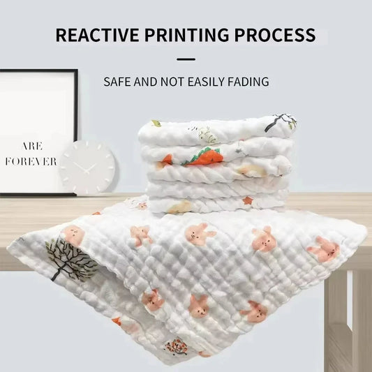 5Pcs/Lot Muslin 6 Layers Cotton Soft Baby Towels Baby Face Towel Handkerchief Bathing Feeding Face Washcloth Wipe Burp Cloth