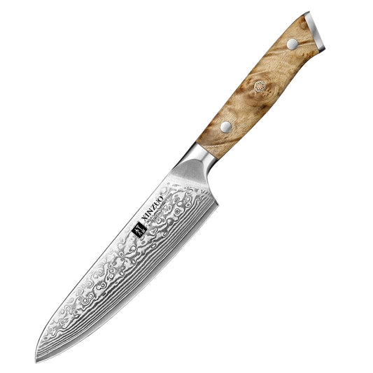 1-3PCS Damascus Steel Knife Set Chef Santoku Utility Knives 67 Layers Super Steel Figured Sycamore Brass Rivets 60HRC