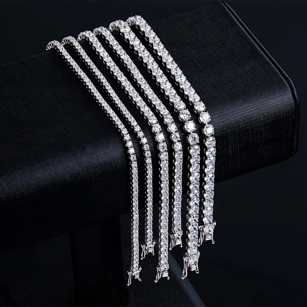 100% Real Moissanite Tennis Bracelet 925 Sterling Silver Plated 18K Gold with GRA Bracelet for Women Man Sparkling Party Jewelry