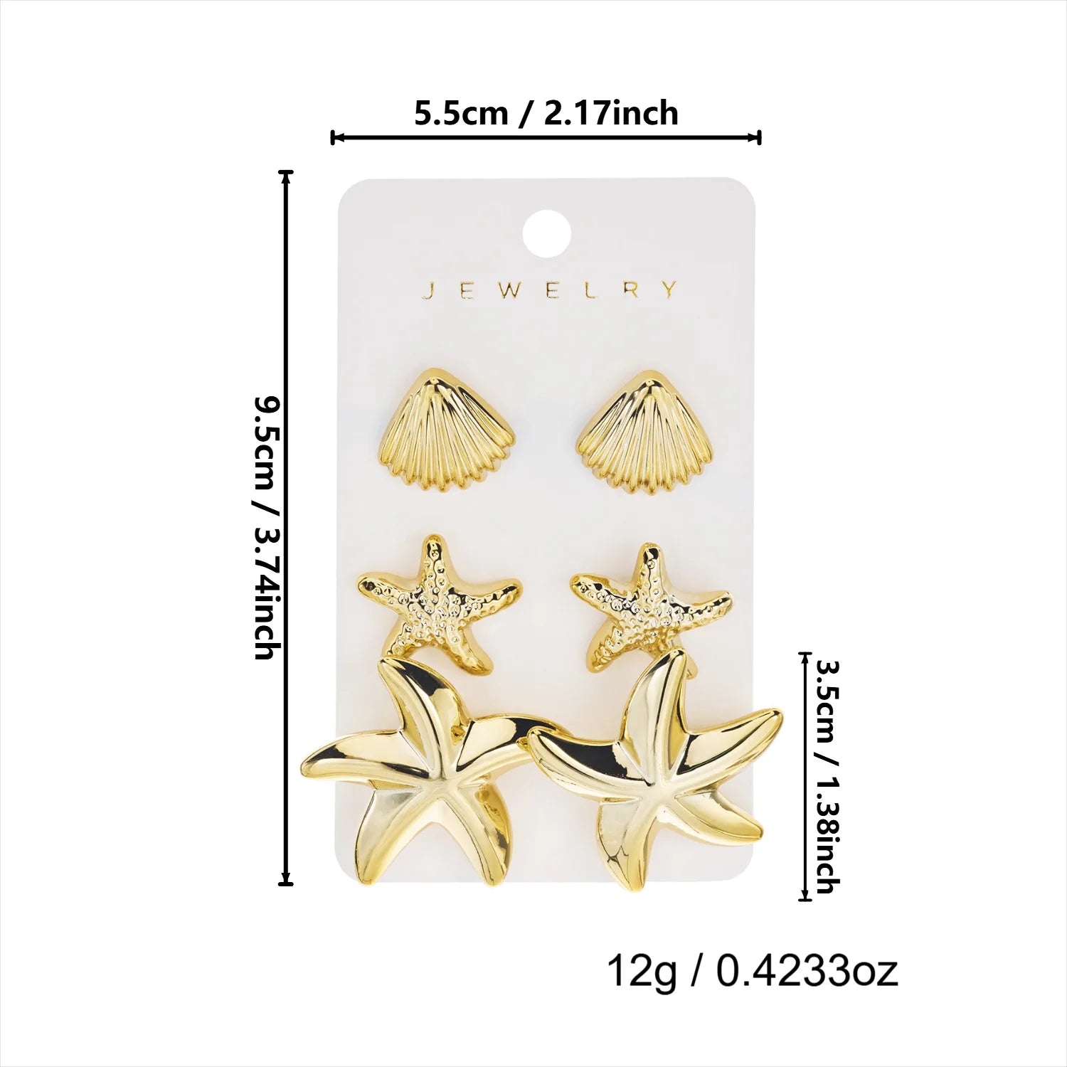 3 Pairs Bohemia Shell Starfish Dangle Earring Set for Women Summer Beach Conch Drop Geometric Earring Girls Fashion Jewelry