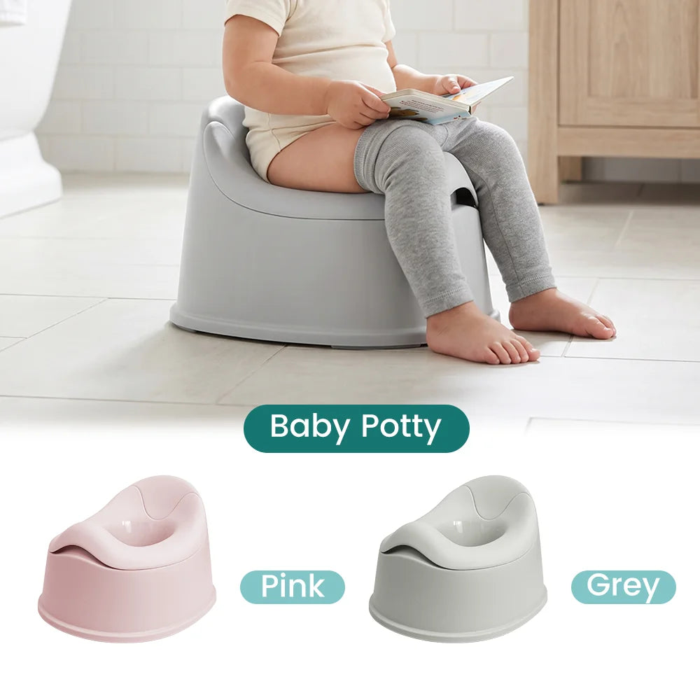 Ergonomic Baby Potty Training Toilet for Toddlers, Elevated Comfort Potty Chair with Anti-Slip Base, Easy to Clean, Pink/Grey