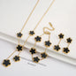 3Pcs 18K Gold-Plated Five-Leaf Flower Necklace Earrings Bracelet Jewelry Set for Woman Fashion Party Jewelry Daily Wear Clover
