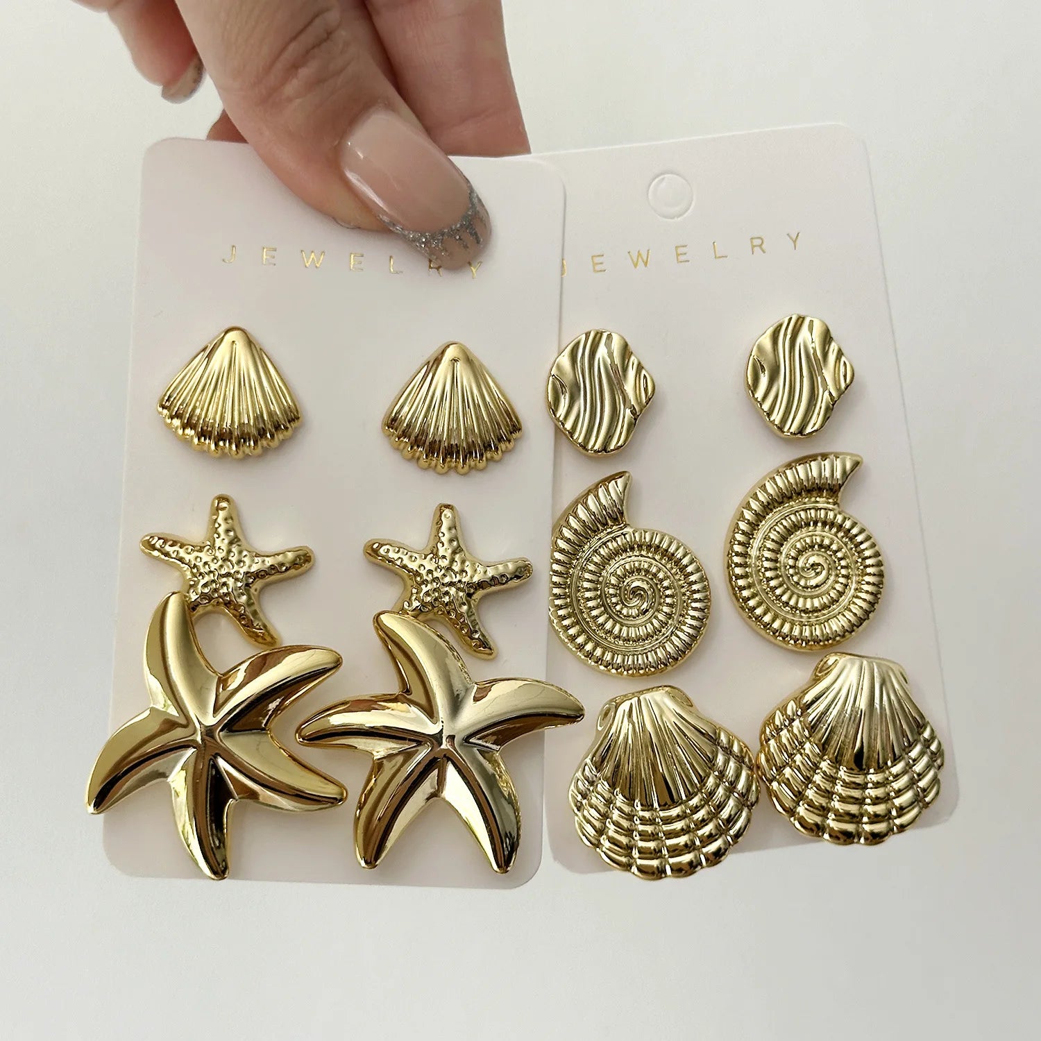 3 Pairs Bohemia Shell Starfish Dangle Earring Set for Women Summer Beach Conch Drop Geometric Earring Girls Fashion Jewelry