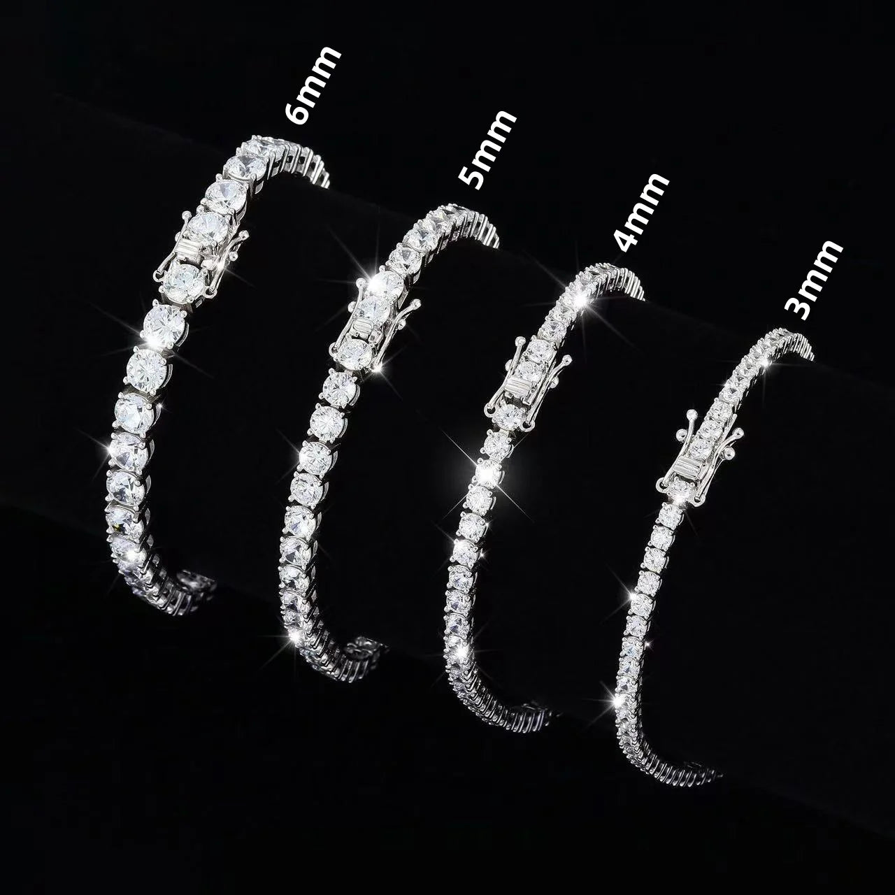100% Real Moissanite Tennis Bracelet 925 Sterling Silver Plated 18K Gold with GRA Bracelet for Women Man Sparkling Party Jewelry