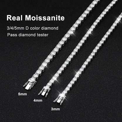 D VVS1 Moissanite Tennis Bracelet Original S925 Sterling Silver Plated 18K White Gold with GRA Bracelets for Women Man