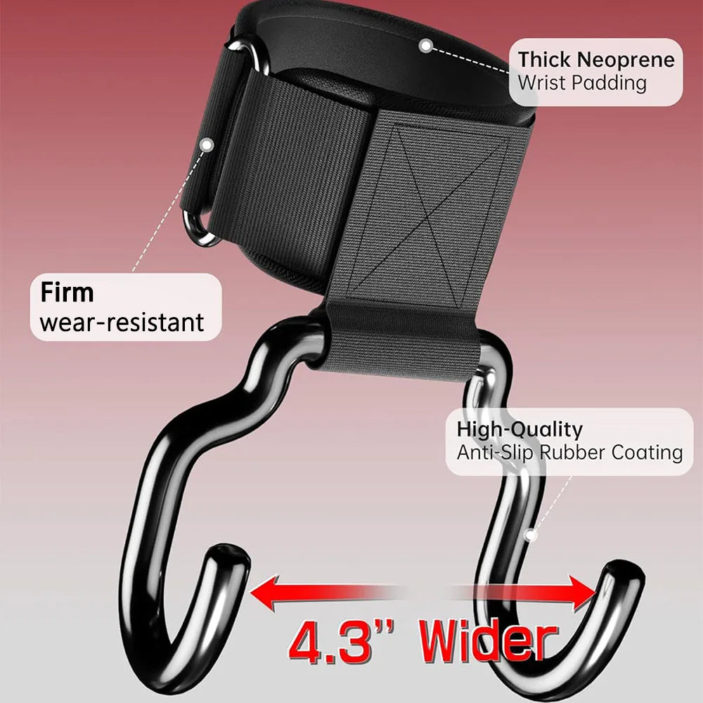 Widen Weight Lifting Hook Grips with Wrist Wraps Hand-Bar Wrist Strap Gym Fitness Hook Weight Strap Pull-Ups Power Lifting Glove