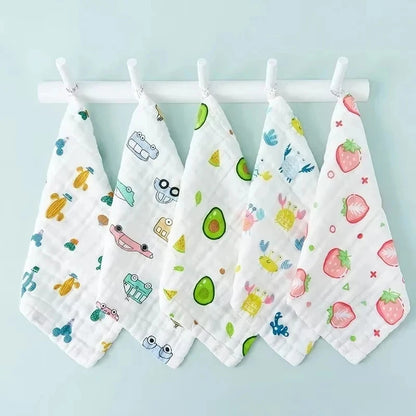 5Pcs/Lot Muslin 6 Layers Cotton Soft Baby Towels Baby Face Towel Handkerchief Bathing Feeding Face Washcloth Wipe Burp Cloth