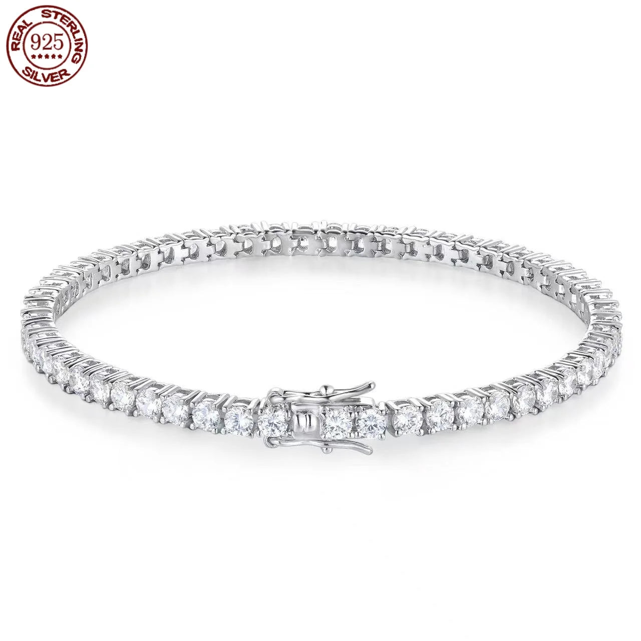 100% Real Moissanite Tennis Bracelet 925 Sterling Silver Plated 18K Gold with GRA Bracelet for Women Man Sparkling Party Jewelry