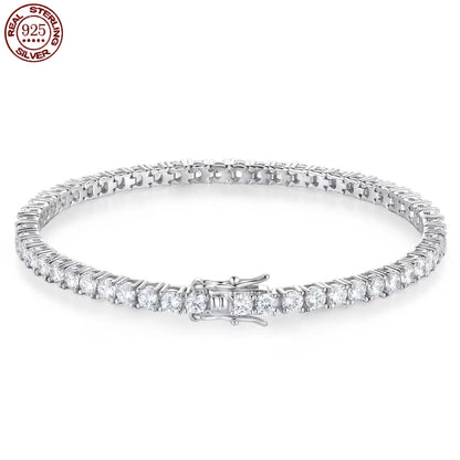 100% Real Moissanite Tennis Bracelet 925 Sterling Silver Plated 18K Gold with GRA Bracelet for Women Man Sparkling Party Jewelry