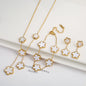 3Pcs 18K Gold-Plated Five-Leaf Flower Necklace Earrings Bracelet Jewelry Set for Woman Fashion Party Jewelry Daily Wear Clover